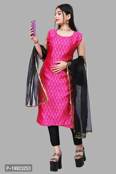 Elegant Pink Jacquard Art Silk Kurta with Pant And Dupatta Set For Women-thumb0