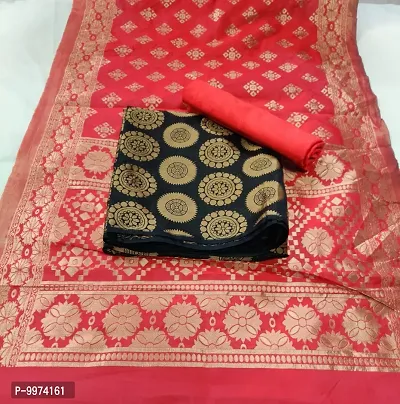 Fancy Banarasi Silk Unstitched  Suit With Duppata-thumb0