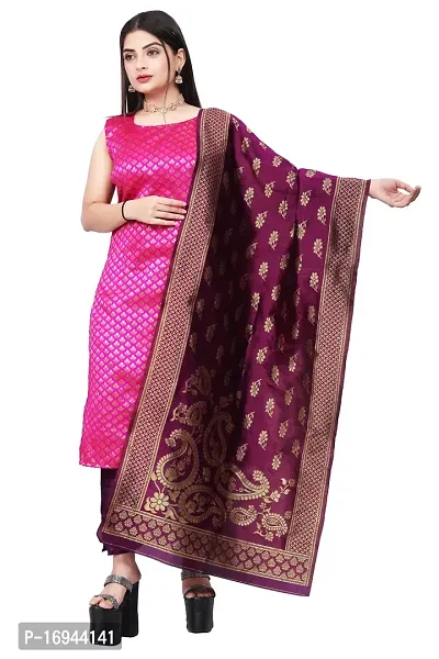 Elegant Pink Silk Jacquard Dress Material with Dupatta For Women-thumb0