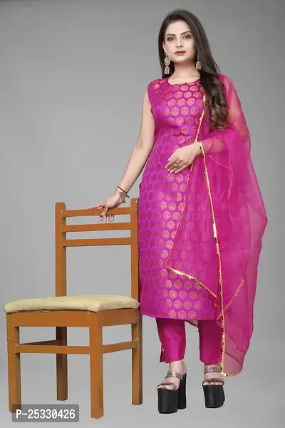 Fancy Jacquard Kurta Set For Women-thumb0