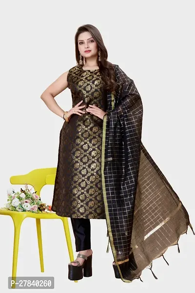 Designer Silk Unstitched Dress Material Top With Bottom Wear And Dupatta Set for Women-thumb0