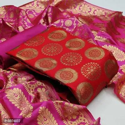 Fancy Banarasi Silk Unstitched  Suit With Duppata-thumb0