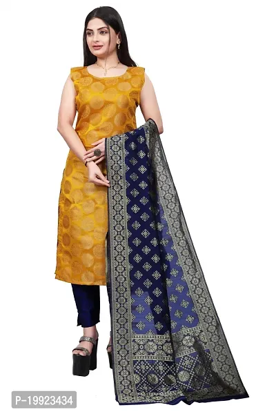 Elegant Yellow Jacquard Art Silk Kurta with Pant And Dupatta Set For Women