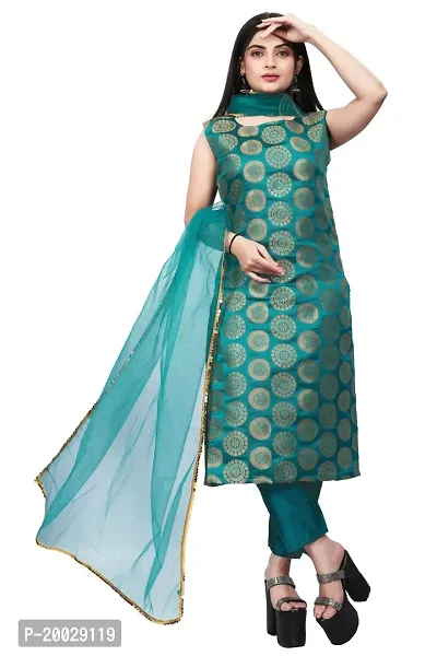 Womens Woven Design Kurta Pant With Dupatta Set