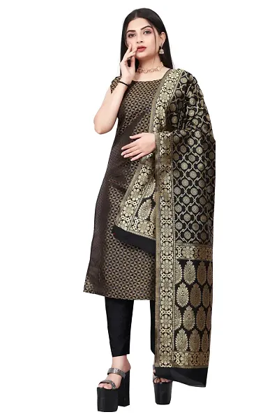 Elegant Banarasi Silk Jacquard Weave Dress Material with Dupatta For Women