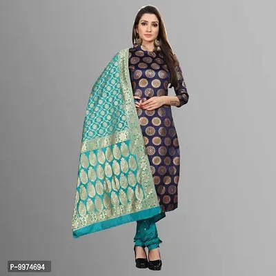 Fancy Banarasi Silk Unstitched  Suit With Duppata-thumb0