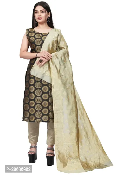 Womens Woven Design Kurta Pant With Dupatta Set-thumb0