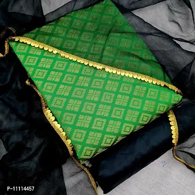 Elegant Green Jacquard  Dress Material with Dupatta For Women-thumb0