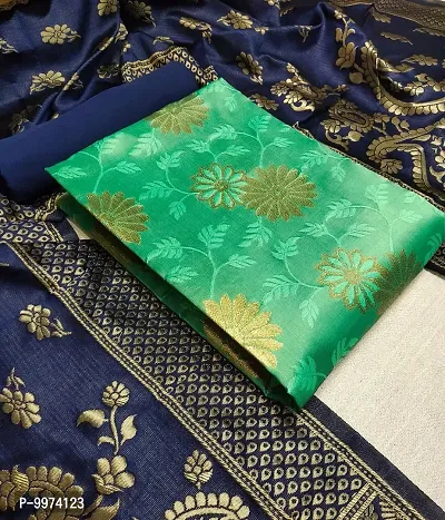 Fancy Banarasi Silk Unstitched  Suit With Duppata-thumb0