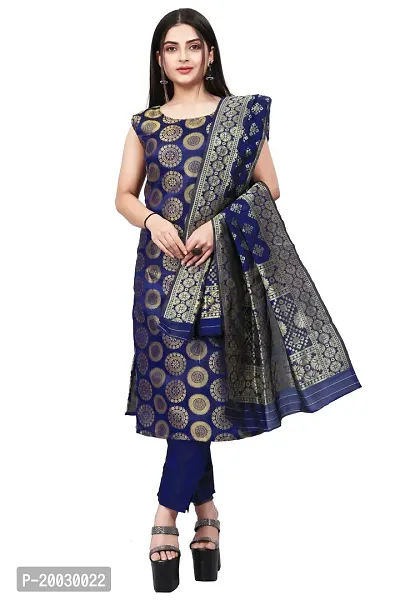 Womens Woven Design Kurta Pant With Dupatta Set