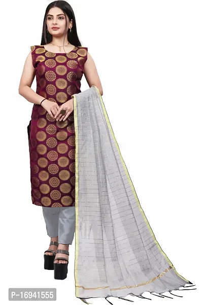 Elegant Purple Silk Jacquard Dress Material with Dupatta For Women