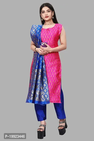 Elegant Pink Jacquard Art Silk Kurta with Pant And Dupatta Set For Women-thumb0