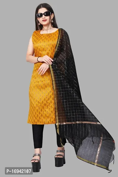 Elegant Yellow Silk Jacquard Dress Material with Dupatta For Women-thumb0