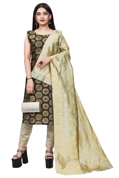 Elegant Jacquard Art Silk Kurta with Pant And Dupatta Set