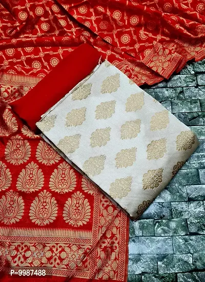 Fancy Banarasi Silk Unstitched  Suit With Duppata-thumb0