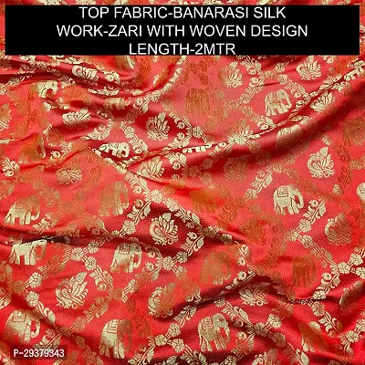 Elegant Red Banarasi Silk Brocade Dress Material without Dupatta For Women-thumb2