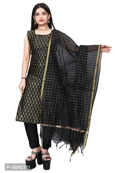 Elegant Black Silk Jacquard Dress Material with Dupatta For Women