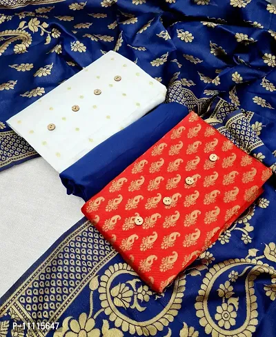 Elegant Banarasi Silk Dress Material With Dupatta Combo