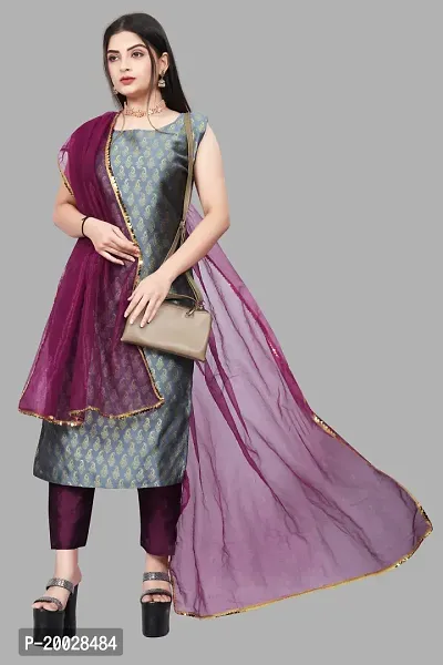 Womens Woven Design Kurta Pant With Dupatta Set-thumb0