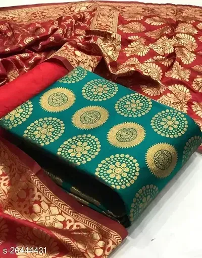 Festive Wear Banarasi Silk Printed Unstitched Dress Material