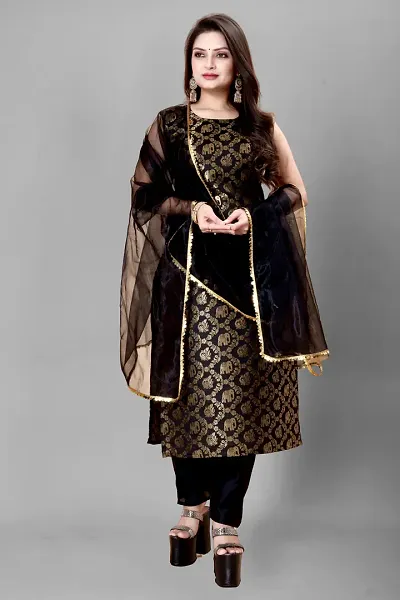 Stylish Silk Jacquard Unstitched Suit