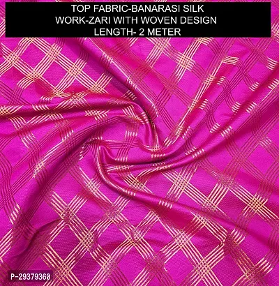 Elegant Pink Banarasi Silk Brocade Dress Material without Dupatta For Women-thumb2