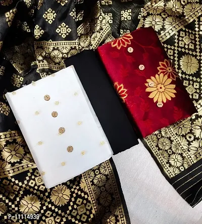 Elegant Banarasi Silk Dress Material With Dupatta Combo