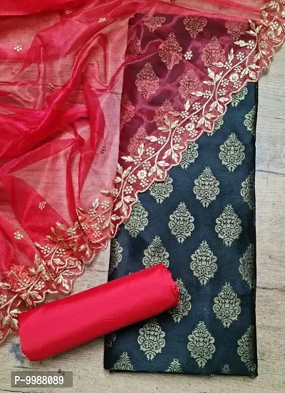 Fancy Banarasi Silk Unstitched  Suit With Duppata-thumb0