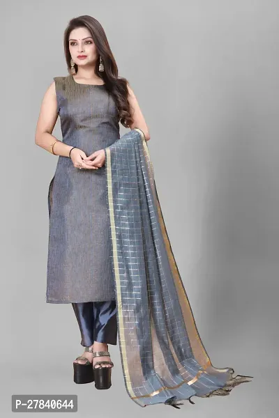 Designer Silk Unstitched Dress Material Top With Bottom Wear And Dupatta Set for Women