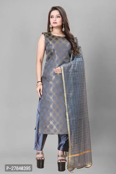 Designer Silk Unstitched Dress Material Top With Bottom Wear And Dupatta Set for Women-thumb0