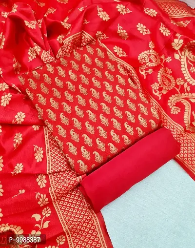 Fancy Banarasi Silk Unstitched  Suit With Duppata-thumb0