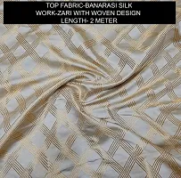 Elegant Beige Banarasi Silk Brocade Dress Material without Dupatta For Women-thumb1