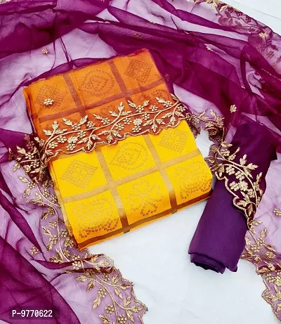 Fancy Design Jacquard Yellow Salwar Suit With Dupatta For Women