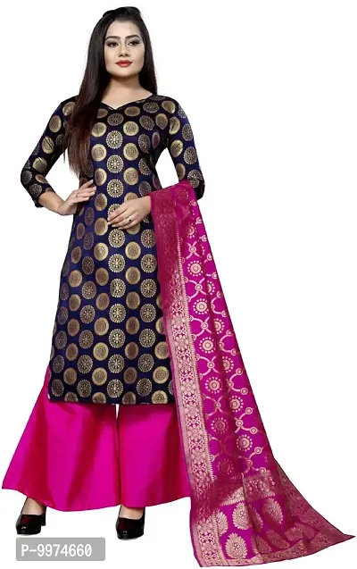 Fancy Banarasi Silk Unstitched  Suit With Duppata-thumb0