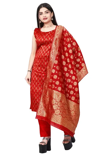 Elegant Banarasi Silk Jacquard Weave Dress Material with Dupatta For Women