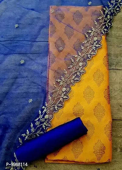 Fancy Banarasi Silk Unstitched  Suit With Duppata