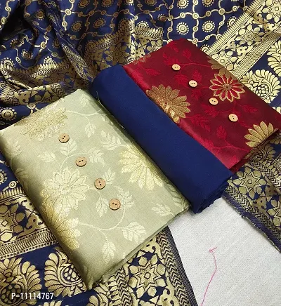 Elegant Banarasi Silk Dress Material With Dupatta Combo