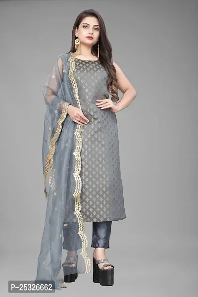 Fancy Jacquard Kurta Set For Women-thumb0