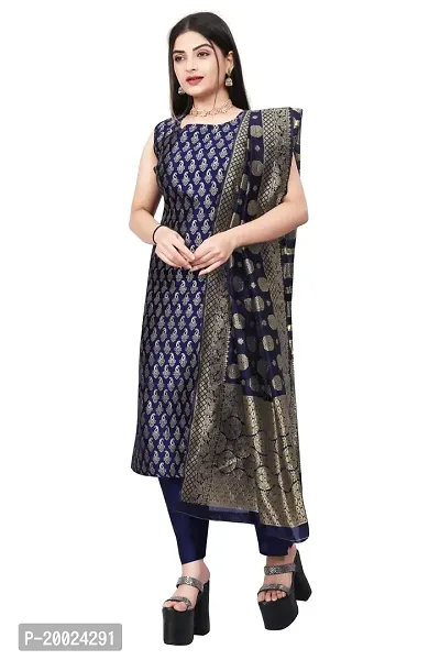 Womens Woven Design Kurta Pant With Dupatta Set-thumb0