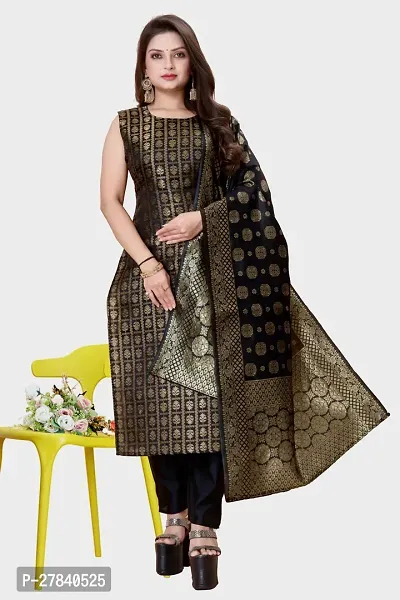 Designer Silk Unstitched Dress Material Top With Bottom Wear And Dupatta Set for Women-thumb0