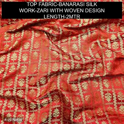 Elegant Red Banarasi Silk Brocade Dress Material without Dupatta For Women-thumb2