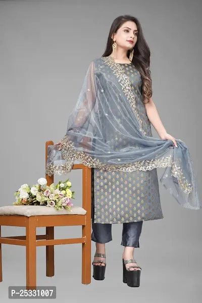 Fancy Jacquard Kurta Set For Women-thumb0