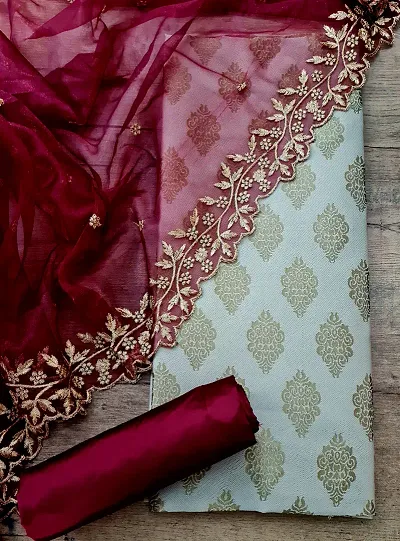 Stylish Banarasi Silk Jacquard Unstitched Suit