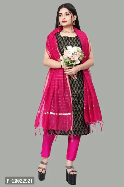 Womens Woven Design Kurta Pant With Dupatta Set-thumb0