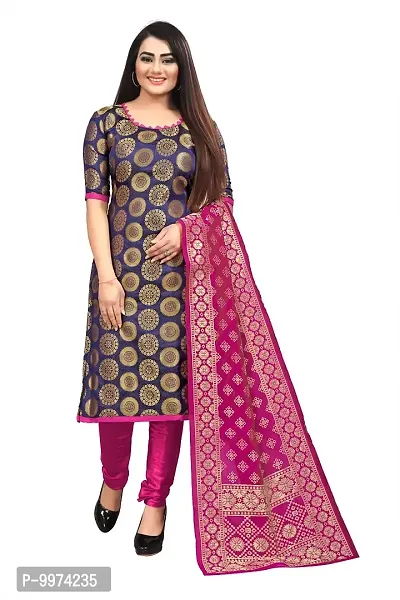 Fancy Banarasi Silk Unstitched  Suit With Duppata-thumb0