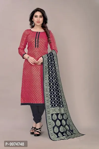 Fancy Banarasi Silk Unstitched  Suit With Duppata-thumb0