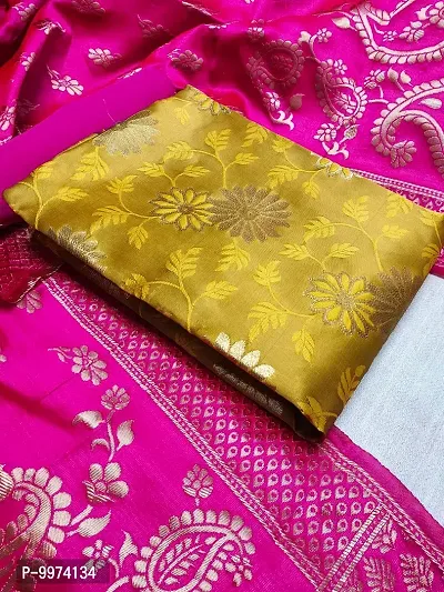 Fancy Banarasi Silk Unstitched  Suit With Duppata-thumb0