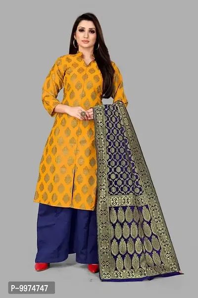 Fancy Banarasi Silk Unstitched  Suit With Duppata-thumb0