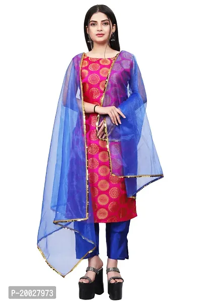 Womens Woven Design Kurta Pant With Dupatta Set