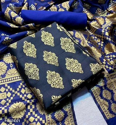 Fancy Banarasi Silk Unstitched  Suit With Duppata-thumb0